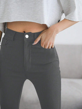 DAZY Pantalones regulares simples y lisos para uso diario de mujeres