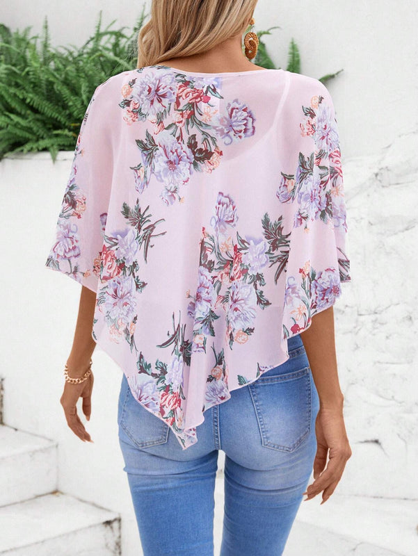 EMERY ROSE Camisa casual sencilla impresa para damas para uso diario (patron aleatorio)