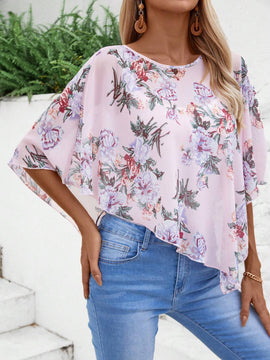 EMERY ROSE Camisa casual sencilla impresa para damas para uso diario (patron aleatorio)