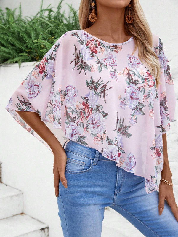 EMERY ROSE Camisa casual sencilla impresa para damas para uso diario (patron aleatorio)