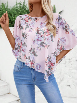 EMERY ROSE Camisa casual sencilla impresa para damas para uso diario (patron aleatorio)