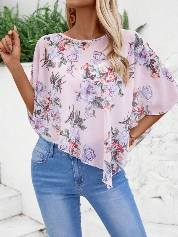 EMERY ROSE Camisa casual sencilla impresa para damas para uso diario (patron aleatorio)