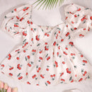 EZwear Blusa de manga abullonada con estampado de frutas y flores y cuello con volantes, primavera