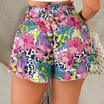 SXY Pantalones cortos casuales para mujer con diseno de impresion en todo el pantalon