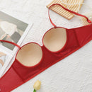 NEW Conjunto de lenceria de punto con parches de lentejuelas estilo europeo y americano con copas no removibles, Bragas sexys de triangulo de cintura baja comodas
