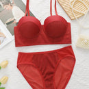 NEW Conjunto de lenceria de punto con parches de lentejuelas estilo europeo y americano con copas no removibles, Bragas sexys de triangulo de cintura baja comodas