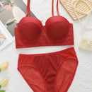 NEW Conjunto de lenceria de punto con parches de lentejuelas estilo europeo y americano con copas no removibles, Bragas sexys de triangulo de cintura baja comodas