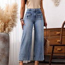 LUNE Jeans acampanados de 9/10 para mujer con bolsillos de solapa sin estiramiento
