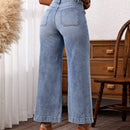 LUNE Jeans acampanados de 9/10 para mujer con bolsillos de solapa sin estiramiento