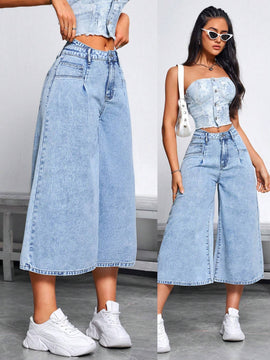 EZwear Pantalones Jeans anchos con pierna suelta para mujer para llevar a diario de forma informal