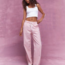 MISSGUIDED Jeans de cintura alta de pierna ancha con cinturon de nudo