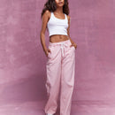 MISSGUIDED Jeans de cintura alta de pierna ancha con cinturon de nudo