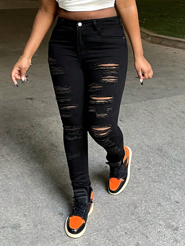 Pantalones ajustados elasticos con corte informal para mujer con bolsillos