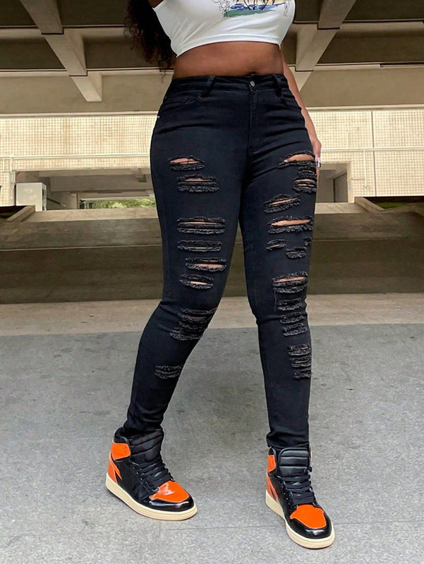 Pantalones ajustados elasticos con corte informal para mujer con bolsillos