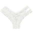 4/piezas tanga sexy para mujer, con diseno de flores pequenas calado y tirantes cruzados de encaje, ropa interior sexy