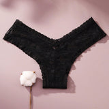 4/piezas tanga sexy para mujer, con diseno de flores pequenas calado y tirantes cruzados de encaje, ropa interior sexy