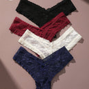 4/piezas tanga sexy para mujer, con diseno de flores pequenas calado y tirantes cruzados de encaje, ropa interior sexy