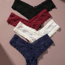 4/piezas tanga sexy para mujer, con diseno de flores pequenas calado y tirantes cruzados de encaje, ropa interior sexy