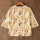 Camisa de mujer de mangas 3/4 con estampado floral y escote en V para la primavera/verano