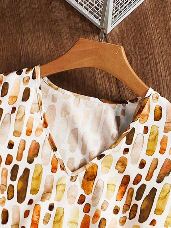 Camisa de mujer de mangas 3/4 con estampado floral y escote en V para la primavera/verano