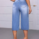 Essnce Jeans informales de mujer cortos y desgastados con bolsillos