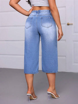 Essnce Jeans informales de mujer cortos y desgastados con bolsillos