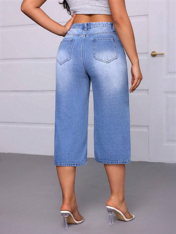 Essnce Jeans informales de mujer cortos y desgastados con bolsillos