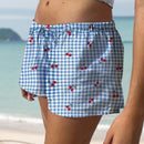 EZwear Shorts de vacaciones para mujer con patron de cuadros de cereza