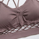 Conjunto de Brasier femenino sin costuras en unicolor con pliegues y detalles ahuecados
