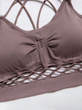 Conjunto de Brasier femenino sin costuras en unicolor con pliegues y detalles ahuecados