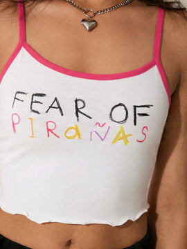 GAW Camiseta de tirantes ajustada para mujer con longitud recortada