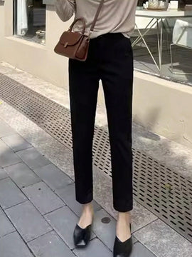 Pantalones largos casuales y simples de unicolor para mujer para uso diario