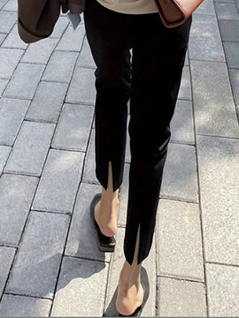 Pantalones largos casuales y simples de unicolor para mujer para uso diario