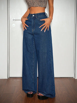 ICON Jeans de pierna recta y ajuste holgado para mujer en un estilo de moda callejera en azul sexy