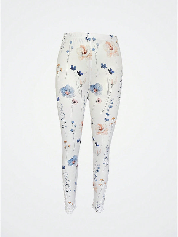 Ropa de mujer para el verano, pantalones delgados casuales con diseno de flores