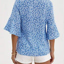 Camisa de manga acampanada con estampado floral Ditsy de ocio para mujer