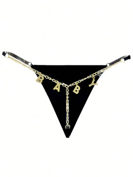 Colgante de letra con diamantes de imitacion brillantes Ajustable Tanga para lenceria, ropa interior sexy para mujeres para BABY