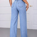 Essnce Jeans de mezclilla de pierna ancha y ajuste holgado para mujer con bolsillos