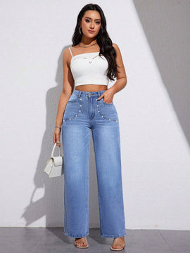 Essnce Jeans rectos de cintura alta para mujer