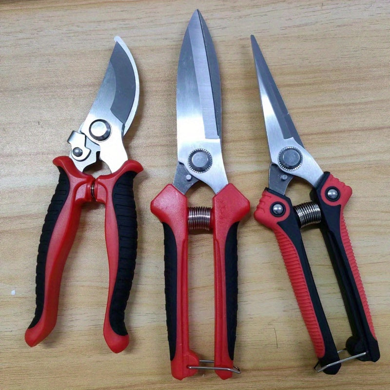 Juego de 3 piezas de tijeras de jardinería de acero inoxidable, tijeras de podar bonsáis para el hogar, tijeras para ramas de frutas, tijeras para recoger frutas, tijeras de jardín, tijeras para ramas, tijeras para podar flores, tijeras para ajo, tijeras