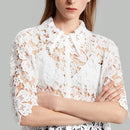 Ontre Blusa De Encaje De Media Manga Para Mujer