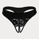Ropa interior de tanga abierta con cordones sexy para mujer con impresion de letras y corazones de encaje