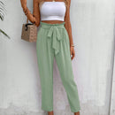 Frenchy pantalones regulares simples y lisos para mujeres para la vida diaria con cinturon