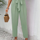 Frenchy pantalones regulares simples y lisos para mujeres para la vida diaria con cinturon