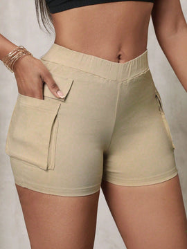Slayr Pantalones cortos de carga con bolsillo de organo elastico y ajuste estrecho
