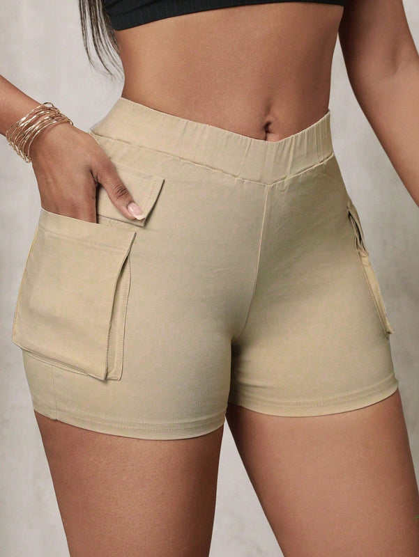 Slayr Pantalones cortos de carga con bolsillo de organo elastico y ajuste estrecho