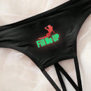 Tanga sexy con patron de impresion luminosa para mujer, con entrepierna abierta, estilo delgado