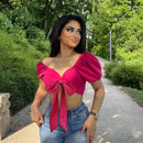 NEW  BAE Camisa sexy de mujer de manga corta con nudo delantero