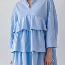 NEW FRIFUL Camisa casual de manga larga en capas con unicolor para mujeres