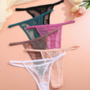 Conjunto de 6 tangas de encaje con patron de mariposas de unicolor con banda de cintura delgada, lenceria sexy para mujeres